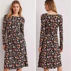 BODEN Abigail Jersey Midi Dress French Navy Opulent Floral Sz 6 Long {U38}